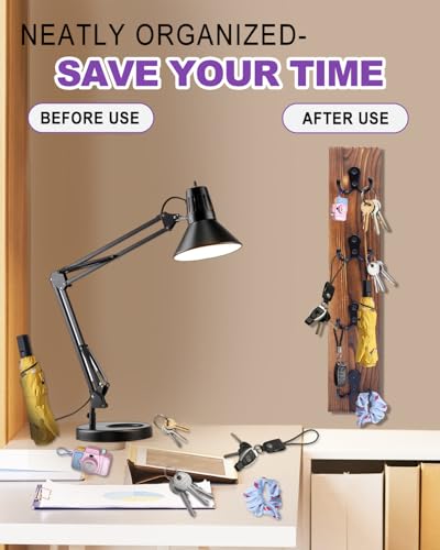 UCEC Vertical Key Holder Wall Mount with Hooks, Space-Saving Wooden Key Holder for Wall, Easy Install Home Organizer for Keys, Wallets, Pet Leashes – Perfect for Living Room Decor, Entry, Garage - color: Burnt Wood Finish