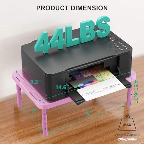 WALI Computer Monitor Stand for Desk, Adjustable Laptop Riser, Desk Monitor Stand Underneath Storage for Office, Home, School Supplies (PTT001-P), 1 Pack, Pink - color: Pink, size: Basic