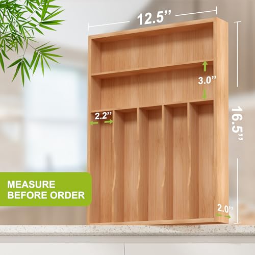 Unibambou Bamboo Utensil Drawer Organizer, Silverware Tray Organizer, Kitchen Drawer Organizer for Flatware Cutlery, Silverware Tray for Drawer (Natural, Large 16.5x12.3 Inch) - color: Natural, size: Large 12.5x16.5 Inch
