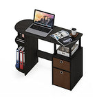 FURINNO Jaya Computer Study Desk with Bin, Brown - color: Espresso