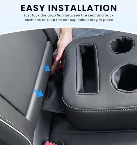 Sinvanho Car Cup Holder, Back Seat Cup Holder for Car, PU Leather Couch Sofa Bed Cup Holder Expander Tray, Boat Tray, Organizer for Trucks, Minivans, SUVs, RVs, Vehicles, Holds Drinks, Remote, Snacks - color: Standard Version