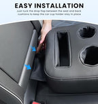 Sinvanho Car Cup Holder, Back Seat Cup Holder for Car, PU Leather Couch Sofa Bed Cup Holder Expander Tray, Boat Tray, Organizer for Trucks, Minivans, SUVs, RVs, Vehicles, Holds Drinks, Remote, Snacks - color: Standard Version