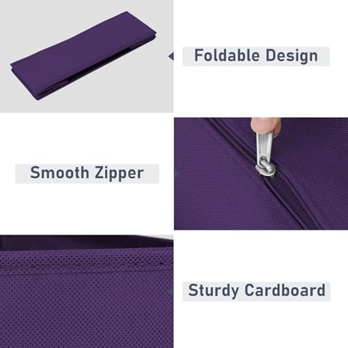 DIMJ Drawer Organizer Clothes - 24 Pack Closet Drawer Organizer Bins for Baby Clothes Storage, Fabric Dresser Organizer for Nursery Bedroom, Foldable Small Drawer Dividers for Underwear Socks - color: Purple, size: 24 Pack