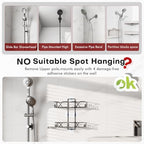 Sewulidon Stainless Steel Hanging Shower Caddy for Handheld Shower Heads,Adjustable Height Extra Long Bathroom Shower Organizer Hanger Rack with Hooks,Soap Holder - color: Black