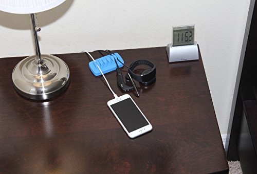 Heaviest Cable Organizer on The Market! Compact and Weighted Desktop Cord Holder and Cable Organizer, Eco-Friendly Silicone, No Bad Smell, Bundled with 4 Reusable Cable Ties! (Blue) - color: Blue, Standard