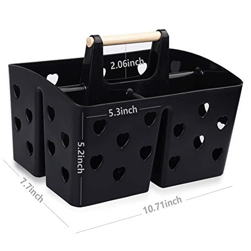 Anyoifax Portable Shower Caddy Plastic Shower Basket Organizer Divided Bathroom Caddy Storage Cleanning Caddy Tote with Handle for College, Dorm Room, Kitchen, Black - color: Black