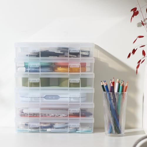 novelinks Plastic Small Storage Bins with Lids for Organizing, Mini Clear Storage Containers and Stackable Storage Box Organizer for Pencil Boxes, Task Boxes, Crayon Boxes (9 Pack Medium) - color: 9 Pack Medium -Clear