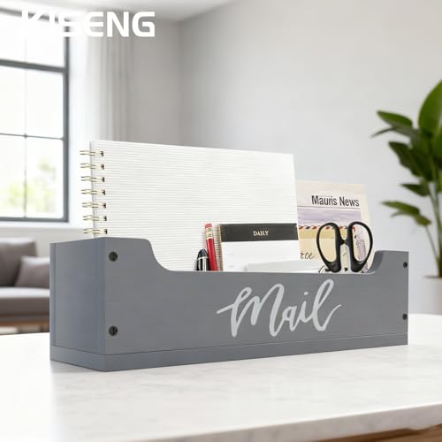 White Wooden Mail Organizer Countertop (Grey + White) - color: Grey + White