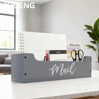 White Wooden Mail Organizer Countertop (Grey + White) - color: Grey + White