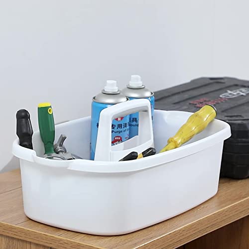 Large Cleaning Supplies Caddy Portable Shower Basket Supply Organizer with Handle Plastic Bucket Tool Storage for Bathroom, Bedroom, Kitchen, College Dorm, Garden, White 2 Pack - color: White, size: Large, 2pcs