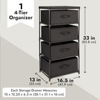Juvale 4-Tier Fabric Dresser for Closet - 16.5 x 13 x 33 in, Black - Storage Cabinet with Drawers, Closet Drawers & Bedroom Storage - color: Black