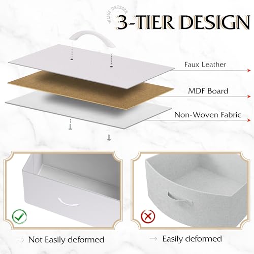 WLIVE Dresser with 4 Drawers, Storage Tower, Organizer Unit, Fabric Dresser for Bedroom, Hallway, Entryway, Closets, Sturdy Steel Frame, Wood Top, Easy Pull Handle, White - color: White