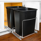 LYNK PROFESSIONAL® Double Pull Out Trash Can Under Cabinet - Under Sink Trash Can Slider - Trash Can Slide Out Drawer - Sliding Pull Out for Kitchen Garbage Bin (Trash Cans Not Included) - size: 14-1/8" W x 20-1/4" L x 11-1/2" H