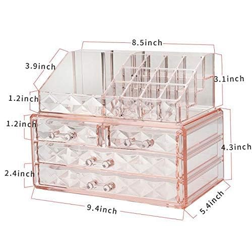 ZHIAI Stackable cosmetic organizer with drawers, easy to organize cosmetic products accessories Suitable for vanity, toilet, bathroom and bedroom organization and storage
