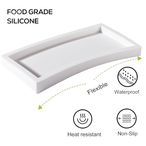 Small Silicone Bathroom Vanity Tray Rectangle Soap and Sponge Holder Kitchen Sink Organizer for Scrubber, Lotion Bottles, Perfume, Jewelry, Candle, Key Trinket Ring, White - color: White, size: 7.9" x 4.0"