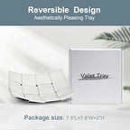 PU Leather Valet Tray for Men Women Key Holder Bowl for Entryway Table Bedside Nightstand Desk Tray for Wallet, Keys Men's Gift - Small, 7.1" D x 7.1" W x 2" H - color: Small White