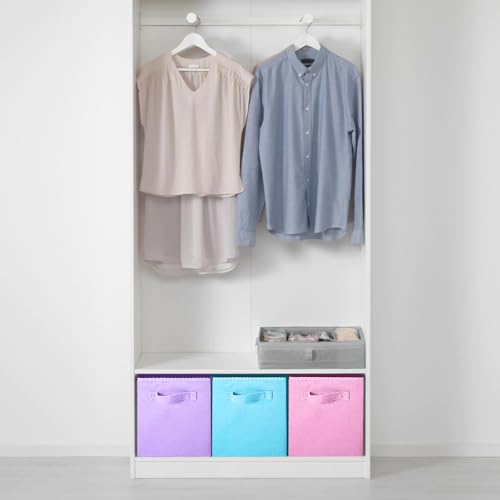 PowerKing Collapsible Storage Cubes with Handles, Fabric Foldable Bins for Closet Shelves, Durable Organization Storage Bins, 10.5'' x 11'' x 10.5'' (Lavender+Light Blue+Pink, 6Pack) - color: Lavender+Light Blue+Pink, size: 6Pack