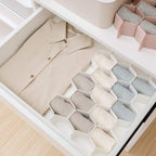 Poeland Drawer Divider Organizer Adjustable DIY Grid Honeycomb Drawer Divider for Underwear Belt Scarf Socks White - color: White