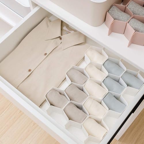 Poeland Drawer Divider Organizer 8pcs DIY Plastic Grid Honeycomb Drawer Divider White 2 Pack - color: White(2pack)