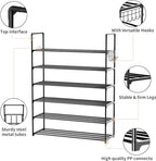 Metal Shoe Organizer,6 Tiers Shoe Storage Shoe Rack with Hooks,Fit 24-30 Pairs,Adjustable Shoe Shelf for Entryway,Hallway,Bedroom,Metal Bottom Support - size: 6 Tier