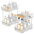 Incostar 2 Tier Pull-Out Organizer for Bathroom Kitchen, Under Sink Storage with Dividers, Ideal for Cabinet, Cupboard Organization, Slide-Out Clear Storage, 2 Pack - style: 2 Pack 2Tier