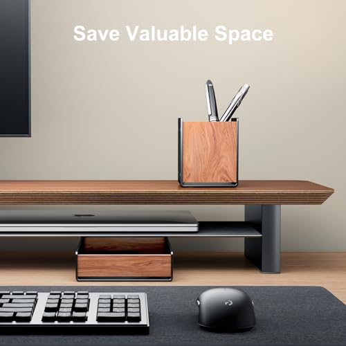 UPERGO Walnut Desk Tray with Pen Holder Set, Natural Wooden Desk Drawer Organizer Office, Organizer Tray for Keys, Pen, Watch - style: desk drawer with pen holder