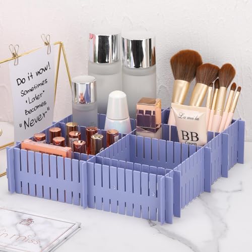 acDesign 40Pcs Grid Drawer Dividers, Adjustable Drawer Organizer for Socks, Underwear, Lingerie, Makeup, Bedroom Office Kitchen Storage (Blue) - color: Blue