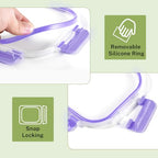 HOMBERKING 8 Pack Glass Food Storage Containers with Lids, Meal Prep Containers, Airtight Bento Boxes with Leak Proof Locking for Microwave, Oven, Freezer and Dishwasher, BPA Free, 5-35oz, purple - color: Purple