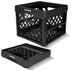 CleverMade Collapsible Milk Crate 25L (6.6 Gal), 50 lb Capacity Heavy Duty Folding Crate – Stackable Storage Crates with File Rails, Plastic Collapsible Crates - Obsidian - color: Obsidian, size: 1 Pack