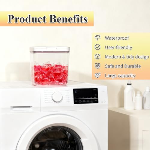 Gute Laundry Pod Holder with Lid - 67oz Sealed Automatic Pop-Up Dispenser, Laundry & Dishwasher Pods for Laundry Room Organization-2L - color: 2L