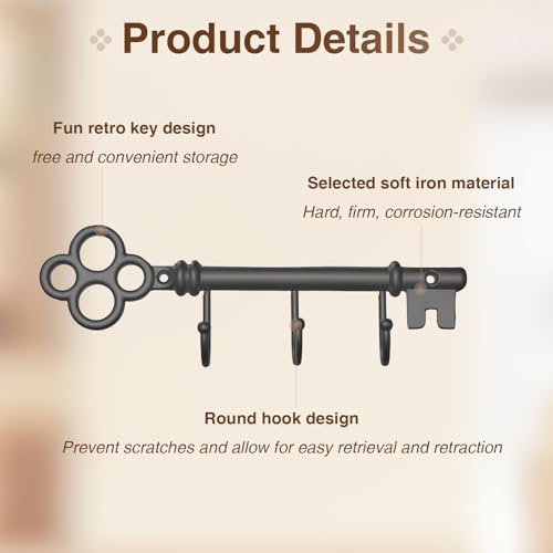 Classic Wall Mounted Key Holder Hook Rack, Vintage Key Rack for Entryway(Bronze Grey) - color: Bronze Grey