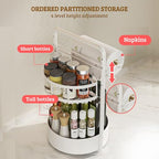 Rotating Spice Rack with Paper Towel Holder, 2 Tier Turntable Lazy Susan, Seasoning Organizer for Kitchen Countertop Cabinet, White - color: White