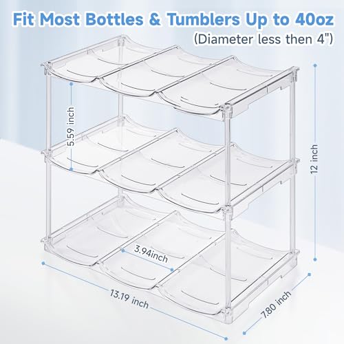 Stackable Water Bottle Organizer for Stanley 40 oz Tumbler, Water Bottle Holder for Cabinet, Pantry Kitchen Organizers and Storage for Stanley Cup Accessories, Tumbler Organizer and Wine Rack, 3Pack - size: SPO-JM-3Pack