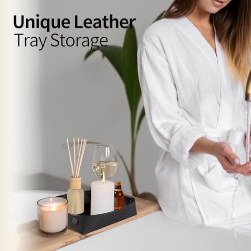 Leather Carbon Fiber Desktop Storage Tray, Decorative Catchall Organizer for Keys, Wallet, Watch, Jewelry, Entryway Table - color: Black