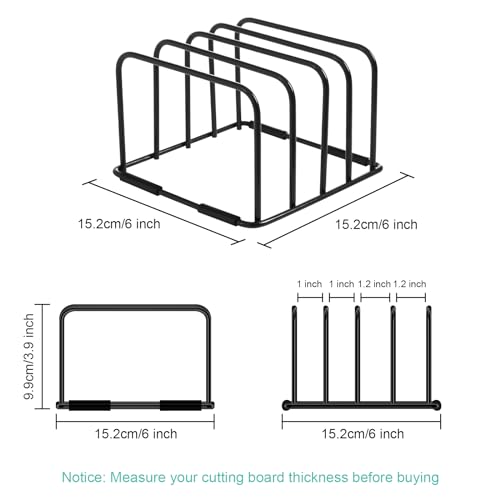 Cutting Board Holder Stand, Countertop Cookie Sheet Organizer, 6 x 6 x 3.9 in. Cookware Organizer for Baking Cookie Pan Small Racks Storage Kitchen Cabinet (Black)