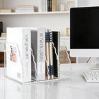 Adevar Clear Acrylic Magazine File Holder 4 Vertical Magazine File Organizer Binder Book Holder for Desk Acrylic Desk Organizer Clear Office Racks & Displays for Office Home Classroom - size: B5, 4 Sections