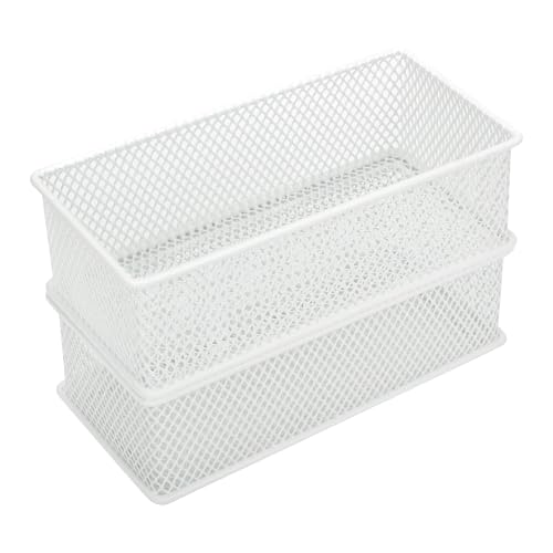 Annova Mesh Stackable Drawer Cabinet and Shelf Organizer Bins Storage Basket School Office Supply Holder Tray- Set of 2 (White, 3x6x2 Inch) - color: White, size: 3x6x2 Inch