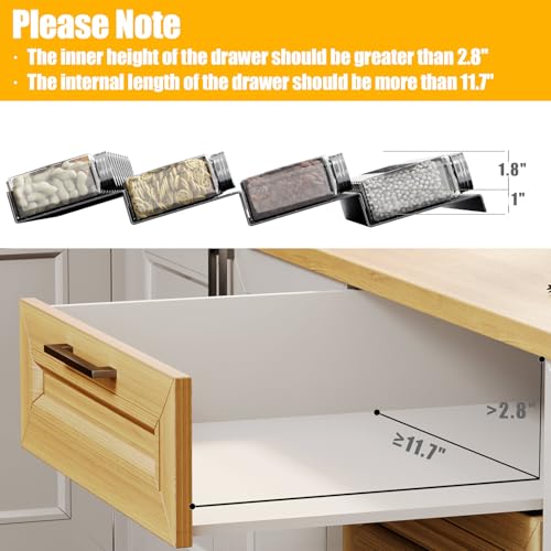 Famhap Spice Drawer Organizer, 8 Tier Expandable from 11.7" to 23.2" Seasoning Rack Tray Insert for Kitchen Drawers, Spice Rack Tray for Drawer/Countertop (Black) - color: Black, size: 8pcs