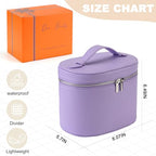 Makeup Bag Vanity Case Cosmetic Bag with Removable Divider Travel Toiletry Bag for Women Portable Make up Box Organizer, Purple - color: Purple