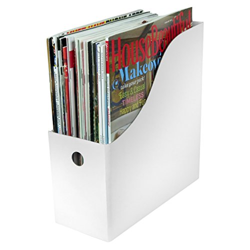Evelots Magazine File Holder -Set of 6 White - Office Desk Organizer - Sturdy Cardboard - New Upgraded Double Front Panel -4" Wide-Easy Assemble - color: White, size: Set of 6