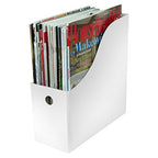 Evelots Magazine File Holder -Set of 6 White - Office Desk Organizer - Sturdy Cardboard - New Upgraded Double Front Panel -4" Wide-Easy Assemble - color: White, size: Set of 6