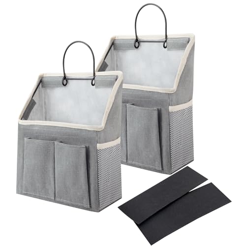 LYroo 2 Pack Wall Hanging Bag Organizer Basket with Pockets for Bathroom Bedroom Kitchen Dorm Room Essentials Rv Storage and Organization (Gray) - color: Grey