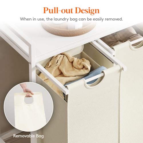 Lifewit Laundry Hamper 4 Section, 168L Pull out Laundry Clothes Basket Organizer with Large Top Shelf and 4 Removable Bags and Handles for Laundry Room Bedroom Bathroom, White with A Shelf - color: White, style: Laundry hamper with a shelf