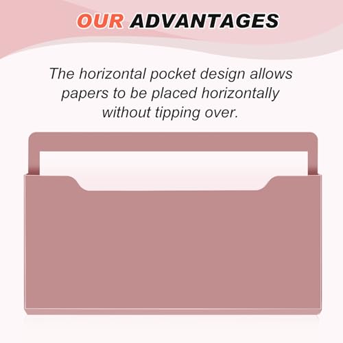 Fuutreo 6 Pcs Magnetic Wall File Organizer Magnetic Wall File Holder Refrigerator Magazine Holder for Mail Letters Paper(Rose Pink,Horizontal-large) - color: Rose Pink, size: Horizontal-Large
