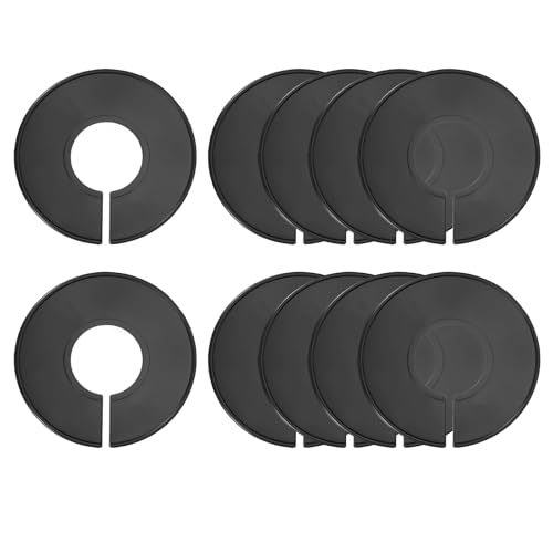 uxcell 10 Pcs Clothes Dividers,Round Closet Rack Dividers Clothing Rack Size Dividers Blank Labels Writable & Reusable for Hanging Clothes Sorting Size, Black - color: Black