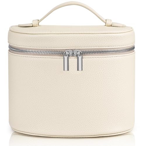 Makeup Bag Vanity Case Cosmetic Bag with Removable Divider Travel Toiletry Bag for Women Portable Make up Box Organizer, Beige - color: Beige