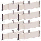 TENABORT Set of 8 Adjustable Drawer Dividers Organizer Separators Plastic Dresser Organizer for Bedroom, Bathroom, Closet, Office Desk, Kitchen Storage