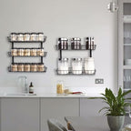 SWOMMOLY Adjustable Wall Mount Spice Rack, 9-Tier Dual-use (Multi-use) Organizer, Black - color: Black, size: 9-Tier