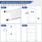 ALANNG 40" W Foldable 5-Tier Storage Shelves with Wheels, Adjustable & Removable Metal Rack, Heavy Duty Rolling Organizer for Kitchen, Garage, Closet, Pantry, and Office (White,1 Pack) - color: White