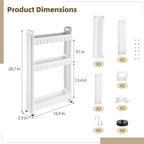3 Tiers Slim Rolling Storage Cart, 3.5 Inches Slim Slide Out Bathroom Organizer Cart, Tiered Storage Rack with Wheels, Narrow Mobile Utility Cart for Laundry Room, Kitchen, Office, Sturdy Room - size: 3 Tiers